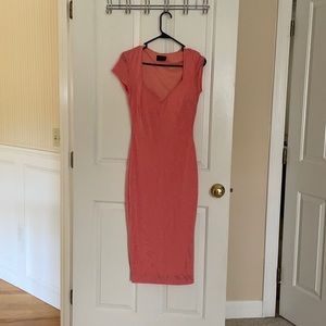 Peach/pink hot Miami styles midi dress sz small